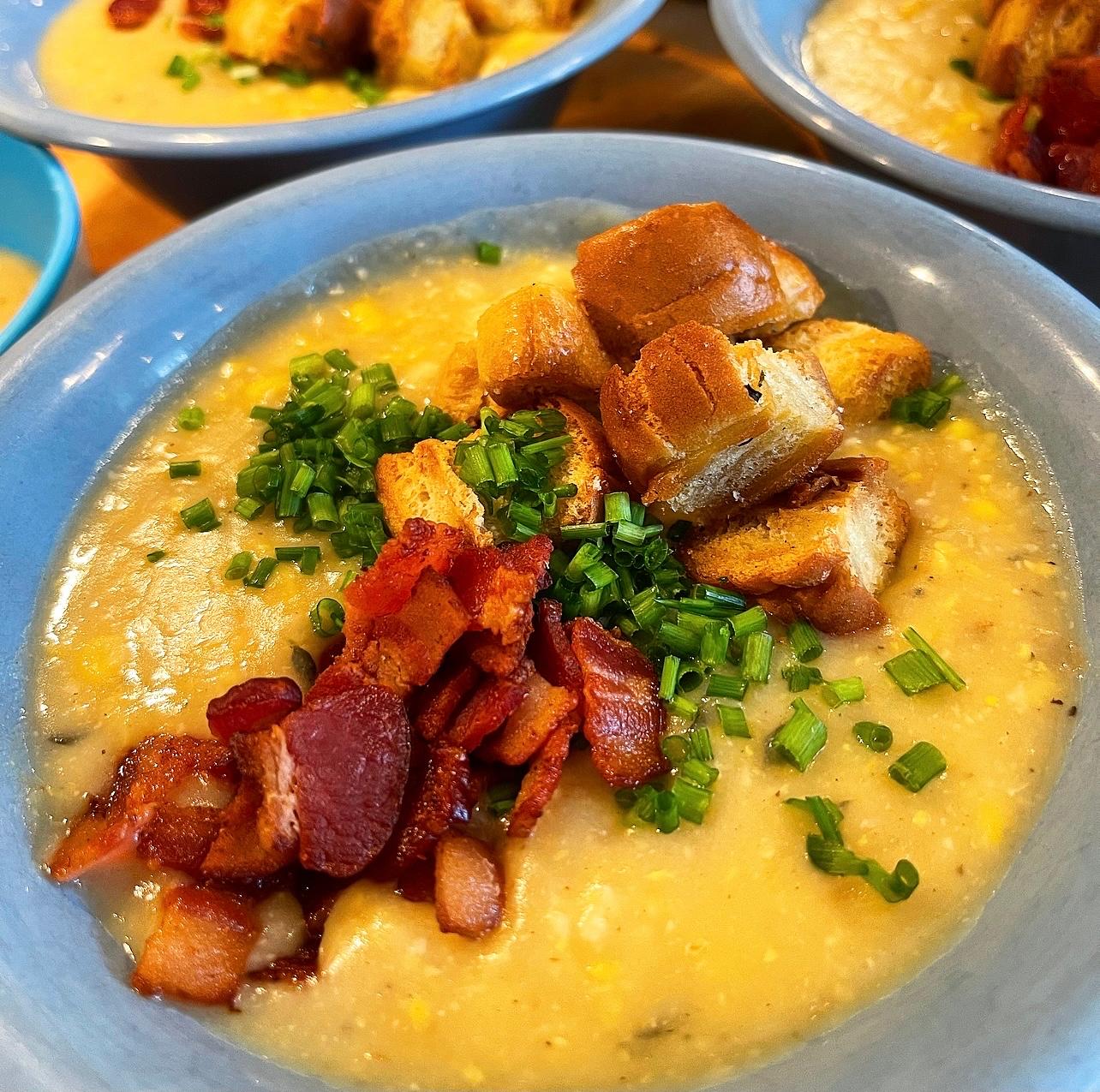 Corn chowder with homemade stock